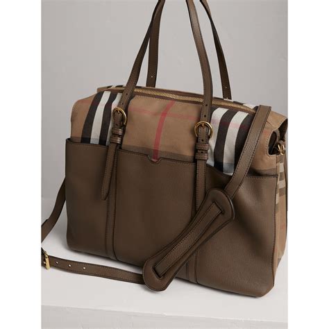 burberry house check and leather baby changing bag